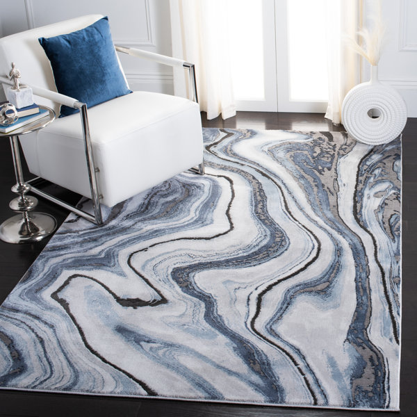 Orren Ellis Mies Blue / Grey Rug & Reviews Wayfair